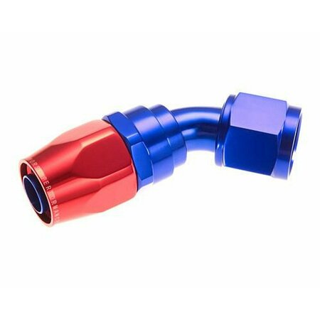 REDHORSE -6 AN Hose, -6 AN Outlet, 45 Degree, Anodized, Red/ Blue, Aluminum, Single 1045-06-1